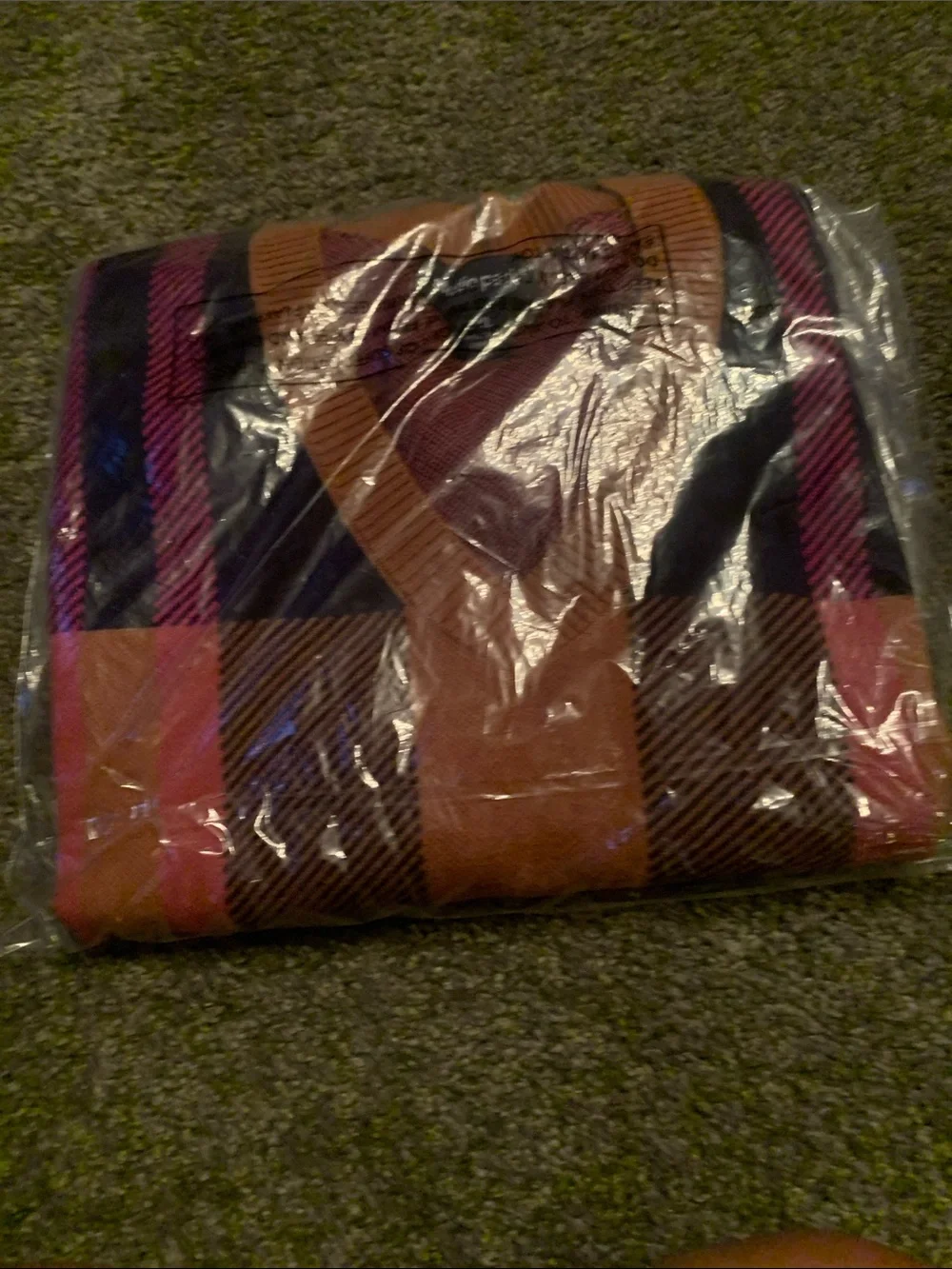 Studio Men's V-Neck Plaid Sweater Vest in Orange, Purple & Pink 3x